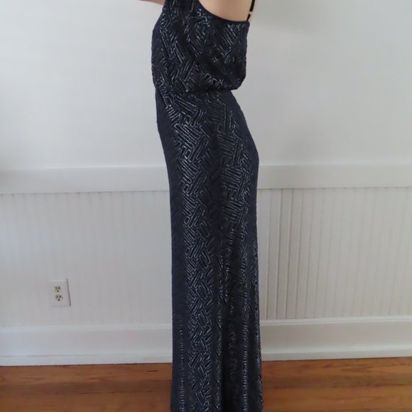 Lilly Pulitzer Navy Metallic Evening Floor Length Gown - Picture 2 of 9